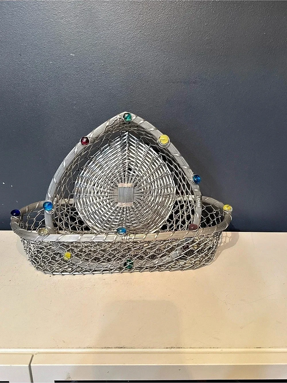 Dary Rees Original Wire Basket Set in Silver & Blue